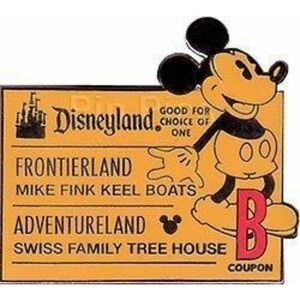 Disneyland B Ticket Mickey Pin 39227 DLR Global Frontierland Swiss Family